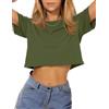 Gosunny Crop Top estivo da donna, casual, maglietta a maniche corte, scollo rotondo, camicia basic