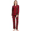 Amaxer Set Pigiama Caldo da Donna in Flanella 100% Cotone Set Pigiama Autunno e Inverno-Tartan Rosso e Nero-XXL