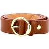 Coccinelle Marlie H30 Cintura in Pelle Marrone, Fibbia Rotonda Dorata, Larghezza 3 cm, Stile Casual Elegante Donna