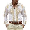 Dasongff Camicia da cowboy da uomo, camicia country ricamata a maniche lunghe, vestibilità aderente, stile western, senza stiratura, con tatuaggio runico nordico, casual, vestibilità regolare con