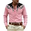 Dasongff Camicia da cowboy da uomo, camicia country ricamata a maniche lunghe, vestibilità aderente, stile western, senza stiratura, con tatuaggio runico nordico, casual, regular fit con tasca a buon