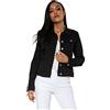 Nina Carter J212 - Giacca da donna in jeans per le mezze stagioni, effetto lavaggio leggero, in denim, Nero (J212-1N), XL