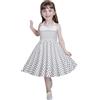 Dasongff Vestito a pois con cravatta da bambina, abito Rockabilly anno 50/60 retrò, abiti da sera, cocktail, Natale, matrimonio, senza maniche, linea Midi 3-12 anni