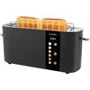 Arendo - Tostapane in acciaio inox con 2 fette a fessura lunga - touch screen - alloggiamento a doppia parete - supporto per panini integrato - 6 gradi di doratura - centraggio del pane