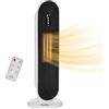 HOMCOM Stufa Elettrica Oscillante con Timer 21x21x63.5 cm Bianco e Nero