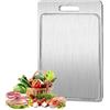 Inscrip 304 Tagliere in acciaio inox, tagliere da cucina, tagliere double face con maniglia, per carne, pane, verdure e frutta, facile da pulire (34 x 23 cm)
