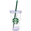 Starbucks Viaggiatore di bicchiere grande trasparente della tazza fredda con il logo della paglia verde - 16oz