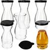 MamboCat MIA MISURA - Set di 6 caraffe per vino con coperchio in plastica nera, 0,5 litri, calibrato, con beccuccio e manico per vino, acqua, succhi di frutta, latte & Co.