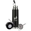 LLAMITA Mate Llamita Thermos per Yerba Mate 3 in 1 - Borraccia Termica in Acciaio Inox con Tazza Integrata e Cannuccia (Bombilla) - Sistema auto-cebante (Nero, 750)