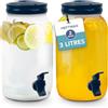 HEFTMAN Dispenser in plastica con rubinetto, 2 dispenser di acqua fredda da 3 litri, con manico, tappo a vite, frigorifero, erogatore d'acqua (Blu)