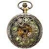 BOSHIYA Steampunk - Orologio da tasca meccanico a forma di lettere romane con catena Gear-Bronzo