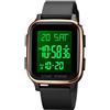 findtime Orologio digitale LED da polso da uomo e da donna, rettangolare, quadrato, numeri grandi, unisex, sportivo, impermeabile, con timer a doppia punta, cronometro nero, Rosa, cinghia