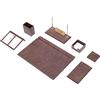 MOOGCO Set da scrivania in pelle marrone con supporto per banconote, porta penne, sottobicchiere in pelle, accessori da scrivania, accessori da scrivania, colore: marrone (9)…