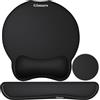 Gimars 3 in 1 Tappetino Mouse Poggiapolsi Tastiera con Sottobicchieri, Mouse Pad con Memory Foam Ergonomico, Mousepad Keyboard Supporto Poggia Polsi per Sollievo dal Dolore Gaming Ufficio, Nero