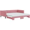 vidaXL Lettino allungabile con materassi rosa 100x200 cm in velluto