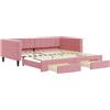 vidaXL Letto da giorno allungabile con cassetti rosa 100x200 cm in velluto