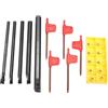 UPKOCH Set Utensili Tornio Clcr 6/7/8/10/12mm Inserti Ccmt0602 | Acciaio, 1 Confezione 5 Barre, 10 Inserti e 5 Chiavi, per Operazioni di Semifinitura e Finitura