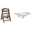 Hauck Seggiolone Pappa in Legno Alpha+ - Seggiolone Evolutivo - Resistente al Ribaltamento - Marrone Noce & Vassoio Seggiolone Alpha Tray