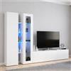 Dmora Parete Attrezzata Dimitri 30x280x180h cm Bianco Lucido 13 Ripiani 3 Ante, Apertura Battente e a Ribalta Made in Italy