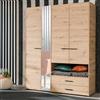 Dmora Guardaroba Grande Hitachiyy 161x206h cm Marrone Rovere Nodi 5 Ripiani 3 Cassetti, Armadio Camera da Letto Appendiabiti