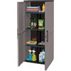 Dmora - Armadio da esterno Geel, Mobile porta scope multiuso, Armadietto outdoor 2 ante, 100% Made in Italy, Finitura righe, 68x37h163 cm, Grigio e Nero