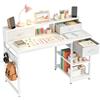 JUMMICO Scrivania da 120 x 50 cm, piccola scrivania con 3 cassetti e organizer da appendere, scrivania per bambini per casa, studio e giochi, bianca