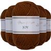 Utopia Crafts JOY DK, 5 gomitoli di filato acrilico da 50 g (250 g), lana per uncinetto e maglia, morbida lana per lavorare a maglia (castano)