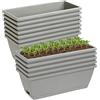 Lysjtsr 12 fioriere rettangolari da 43 cm, con fori di drenaggio e vassoi, fioriere in plastica, per interni ed esterni, patio, giardino, decorazione per la casa, portico, cortile (grigio)