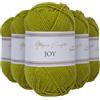 Utopia Crafts JOY DK, 5 gomitoli di filato acrilico da 50 g (250 g), lana per uncinetto e maglia, morbida lana per lavorare a maglia (verde lime)