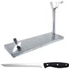 Nerthus FIJ 953 set portaprosciutto acciaio inox con base antiscivolo e coltello prosciutto supporto per tagliare prosciutto e spalla
