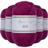 Utopia Crafts JOY DK, 5 gomitoli di filato acrilico da 50 g (250 g), lana per uncinetto e maglia, morbida lana per lavorare a maglia (rosso lampone)