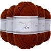 Utopia Crafts JOY DK, 5 gomitoli di filato acrilico da 50 g (250 g), lana per uncinetto e maglia, morbida lana per lavorare a maglia (marrone ruggine)