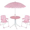 Relaxdays Tavolo Bambini con Ombrellone, Set con 2 Sedie, da Campeggio e Giardino, Tavolino Picnic, in Vari Colori