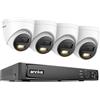 ANNKE Set di telecamere di sorveglianza PoE da 12 MP, 4 telecamere IP PoE da 12 MP, con faretti, riconoscimento persone/veicolo, accesso remoto, sistema fotocamera NVR 8 CH per registrazione continua
