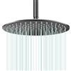AULEEND Docce Fisso Rotondo Soffione Doccia a Pioggia in Acciaio Inox Soffione Doccia a Pioggia con Getti In Silicone Anticalcare 304 Acciaio Inox Ultra Sottile (Nero, 30 cm)