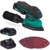 VONROC Levigatrice palmare VPOWER 20V. Include 2 batterie 2Ah, caricatore, serbatoio raccogli polvere e 6 pezzi carta abrasiva
