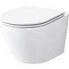 AM.PM Like - WC da parete senza bordo con sedile Soft Close, bianco | Ceramica sanitaria bianca per montaggio a parete, con scarico girevole, sporgenza di 48,5 cm, sedile rimovibile e