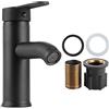 LIYJTK Rubinetto miscelatore per lavabo da bagno in acciaio inossidabile nero per lavabo (Lavabo sottopiano corto (senza ingresso acqua)