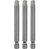QUARKZMAN 3Pz T40 Punte Cacciaviti Torx 3 (75mm) L Set Precisione | Gambo Esagonale 1/4, Magnetiche, Senza Foro, Antimanomissione, a Stella a 6 Punte, in Acciaio S2, per Uso Industriale