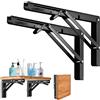 LYCXAMES Console pieghevole 400 mm, 2 pezzi, console pieghevole in acciaio inox, per panche e scaffali, colore nero