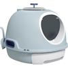 PawHut Maison de Toilette portatile per gatti cassetto della lettiera scorrevole porta battente lucernario + pala fornite dim. 47 x 55 x 44 cm, colore: Blu