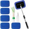 BTIUGYI Set di 9 detergenti interni per parabrezza, per interni dell'auto, con 6 cuscinetti in microfibra e bottiglie spray, per auto con manico telescopico e spazzola per condizionatore d'aria