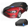Partuto Telo Copriauto Impermeabile Con Cerniera Laterale Destra, 1 Pz | Universale Per Hatchback 163-177 Pollici, Nero E Blu, Poliestere 190T, Dimensioni 450X180X135 Cm, Traspirante