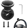 HRMGJH Pomello girevole nero per trattore, manopola del volante con chiave a vite, pomello dello sterzo per trattore, supporto universale per sterzo, adatto per auto, camion, barche, trattori, tosaerba e