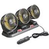 Baceyong 5V/12V/24V Ventola di raffreddamento per auto a tre teste con porta accendisigari/USB per camion, furgone, SUV, camper, barca, rotazione verticale regolabile a 360 ° orizzontale a 180 °
