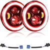 AUXTINGS Coppia 7 pollici Fari a LED, 90W 9000LM 4 Modalità luce 6000K Angel Eyes,Segnale di svolta rosso Luci di marcia diurna DRL HI/LO Beam per Off Road Fire Cross Wrangler LJ TJ CJ JK Hummer H1 H2