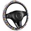 QMNVBDS Coprivolante per auto con gufi, uccellini, per donne e uomini, antiscivolo, elastico, traspirante, in neoprene, universale, 38 cm, adatto per auto, SUV, camion, berlina