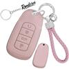 Rondrive Custodia portachiavi compatibile con Chery Tiggo 9 Tiggo 7/8/9 Super Hybrid Jaecoo J7 J8 Omoda E5 C9 EV telecomando cover PU pelle chiave auto cover 4 tasti A rosa