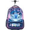 CERDÁ LIFE'S LITTLE MOMENTS Trolley Scuola Stitch Cerdà | Licenza Ufficiale Disney | 29L | Scuola Elementari e Medie | Blu Stampa All-Over con Patch Peluche e Manico Telescopico