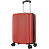 R.Leone Valigia 55x35x25 cm Trolley Bagaglio a mano 4 Ruote in ABS Air Asia, Air France, Ita airways, KLM, EasyJet, Ryanair 318 (Rosso, Valigia 55x35x25 cm)